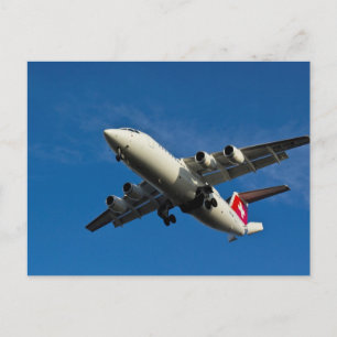 Flygplanslandning i jet vykort