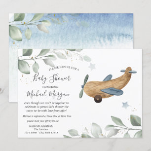 Flygplansleksak Baby Shower via posten Inbjudningar