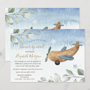 Flygplansleksak Virtuell baby shower via post Inbjudningar