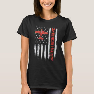 Flygplansmekaniker Amerikansk flagga Flyg Luftfart T Shirt