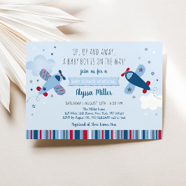 Flygplansmoln Boy Baby Shower Inbjudningar