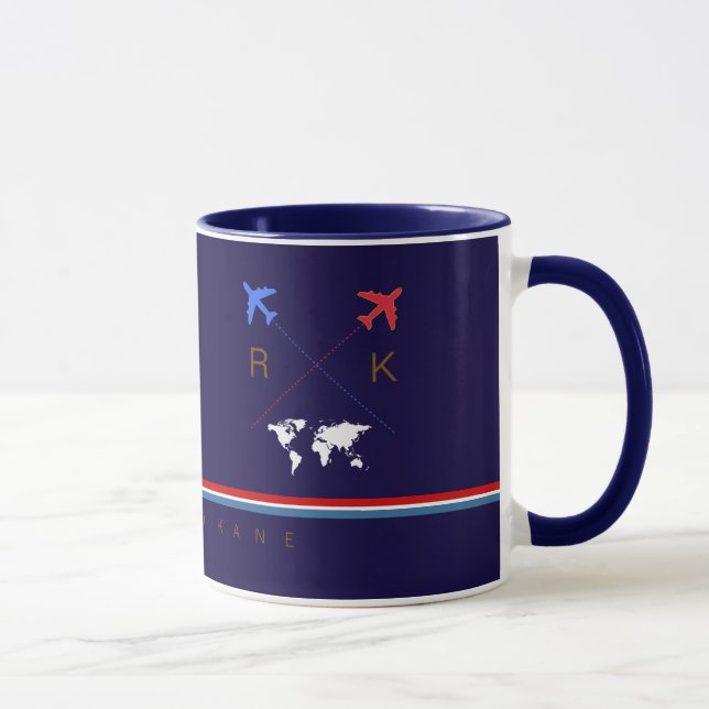 flygplansmonogram, flygresa amerikan blue mugg (Höger)