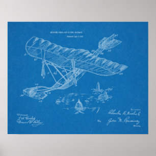 Flygplanspatent konst 1915 i Maskin Teckning Poster