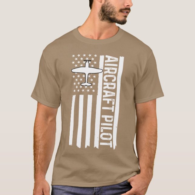 Flygplanspilot Aviation Amerikansk flagga Plan vän T Shirt (Framsida)