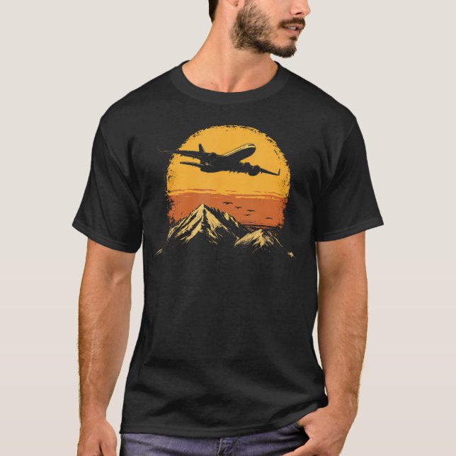 Flygplanspilot Berg Vintage T Shirt (Framsida)