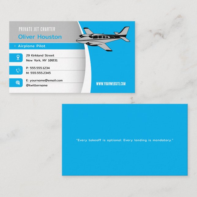 Flygplanspilot | Flygning Visitkort (Fram/baksida)