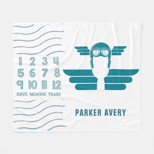 Flygplanspilot för milstolpe i baby fleecefilt (Framsidan (Horisontell))