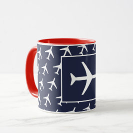 Flygplanspilot funky White Flygplan som flyger Mugg