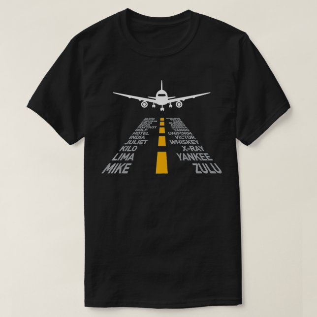 Flygplanspilot Gift Airport Runway Phonetic Alpha T Shirt (Design framsida)