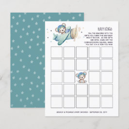 Flygplanspilot Nalle Baby Bingo Inbjudningar