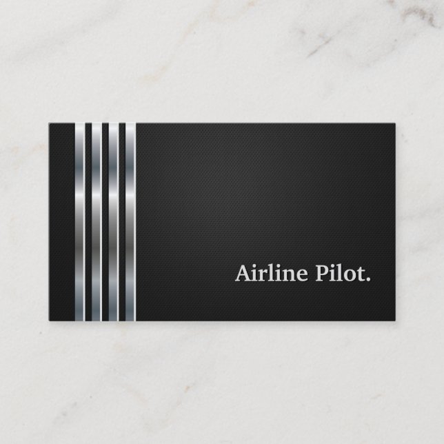 Flygplanspilot Professionell Black Silver Visitkort (Framsida)