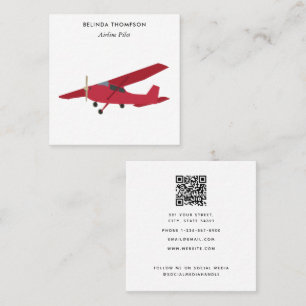 Flygplanspilot (QR-kod) Social Media Fyrkantigt Visitkort