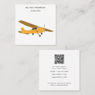 Flygplanspilot (QR-kod) Social Media Fyrkantigt Visitkort
