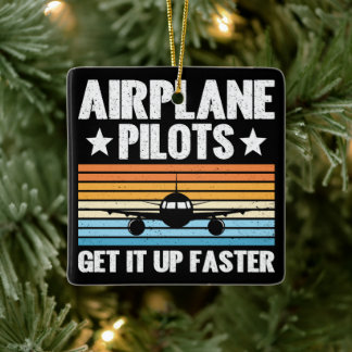 Flygplanspiloter kommer snabbare upp på flygplanet julgransprydnad keramik