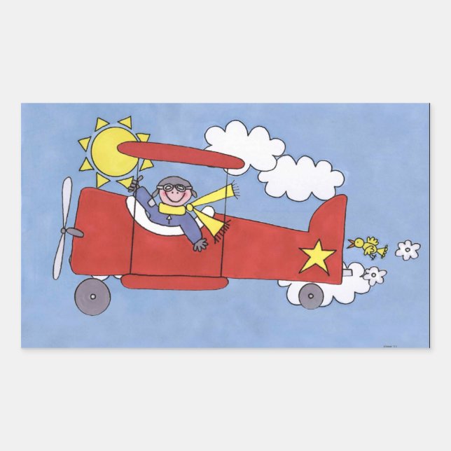 flygplanspilotsdekal rektangulärt klistermärke (Framsida)