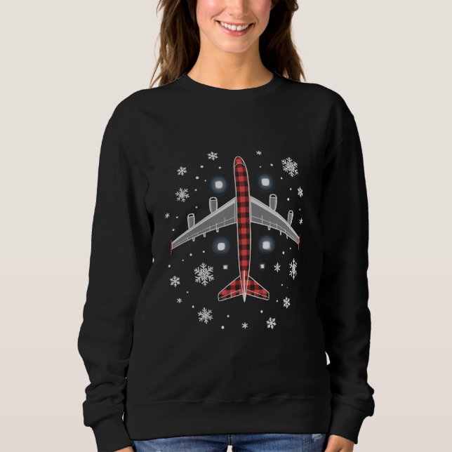 Flygplansplaid julpilot t shirt (Framsida)