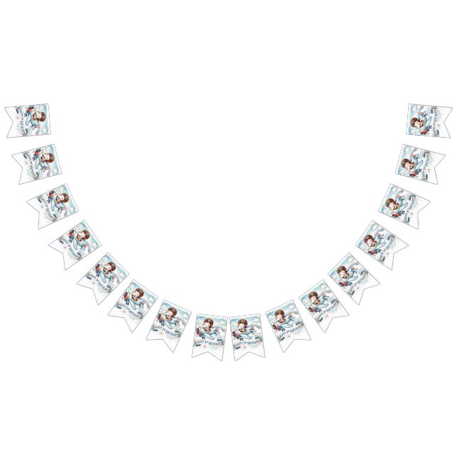 Flygplanspojke 1:a födelsedag Party Vimplar (Alla)