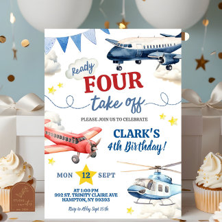 Flygplanspojke 4-årsdag inbjudningar