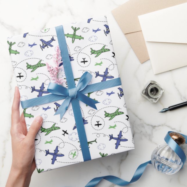 Flygplanspresentpapper, presentpapper med flygplan (Gifting)
