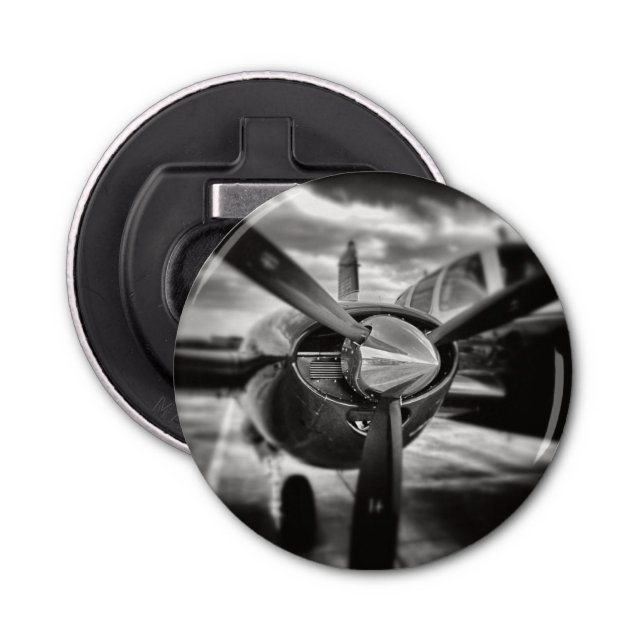 Flygplanspropeller, svart och vitt flasköppnare (Framsidan)