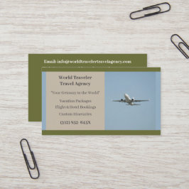 Flygplansresebyrån i grönt i Flygplan Visitkort