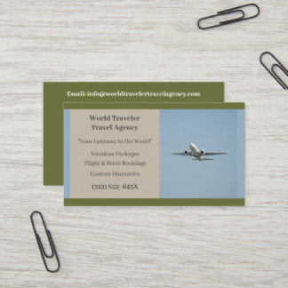 Flygplansresebyrån i grönt i Flygplan Visitkort
