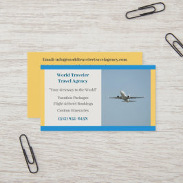 Flygplansresebyrån i gult i Flygplan Visitkort