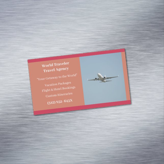 Flygplansresebyrån i orange i Flygplan Magnetiska Visitkort (In Situ)