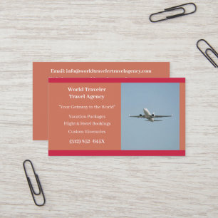 Flygplansresebyrån i orange i Flygplan Visitkort
