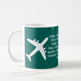 Flygplansspolar, fonetisk alfabet Aviation Mugg