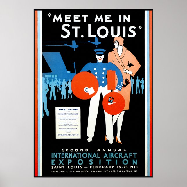 Flygplansutsättning i vintage Internationell Poster (Framsidan)