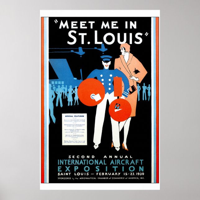 Flygplansutsättning i vintage Internationell Poster (Framsidan)