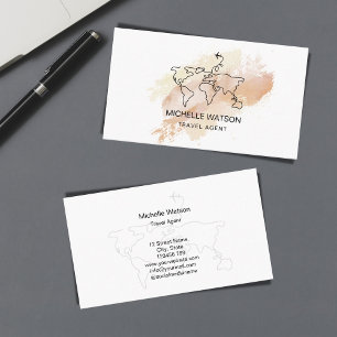 Flygplansvariation i Modern Travel World Map Agent Visitkort