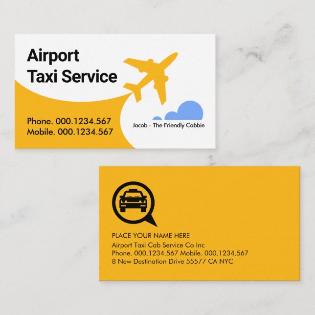 Flygplats Flygplans Taxi Blå Himmel Visitkort (Fram/baksida)