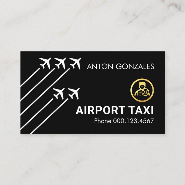 Flygplats Taxi Flygplan Landningsbana Visitkort (Framsida)