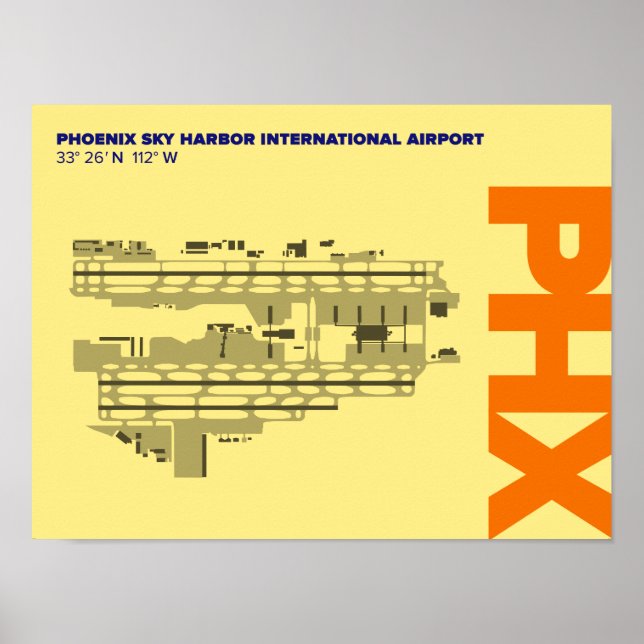 Flygplatsdiagram för Phoenix (PHX) Poster (Framsidan)
