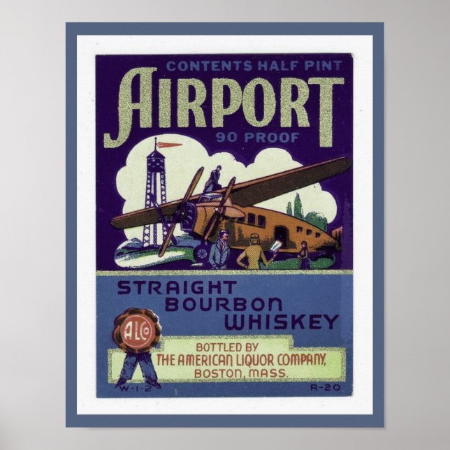 Flygplatsen Bourbon Whiskey 1930 Poster (Framsidan)