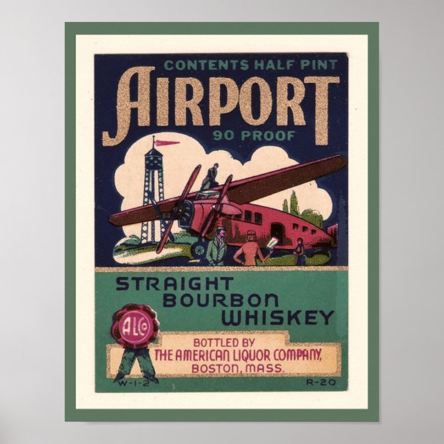 Flygplatsen Bourbon Whiskey 1930 Poster (Framsidan)