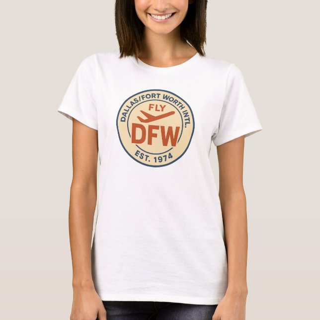 Flygplatsen DFW Badge - Dallas Fort Worth T Shirt (Framsida)