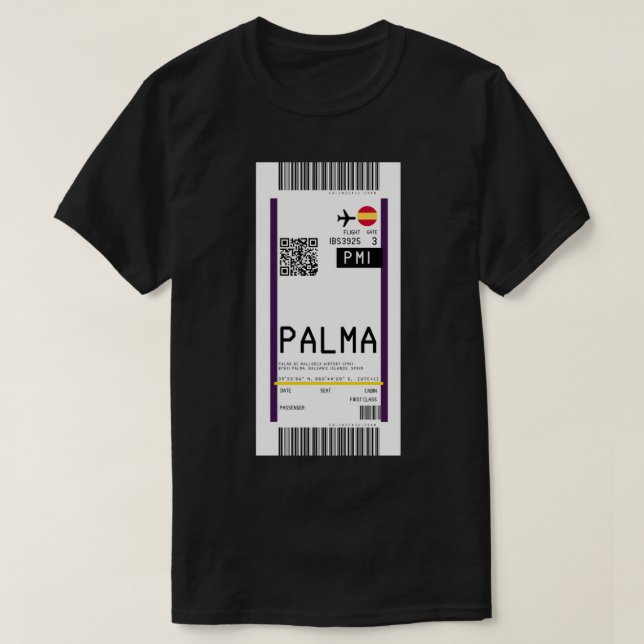 Flygplatsen på Mallorca (PMI) "Boarding Pass rickr T Shirt (Design framsida)