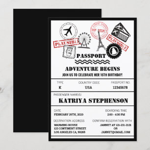 Flygplatsens Boarding Pass Birthday Äventyr börjar Inbjudningar