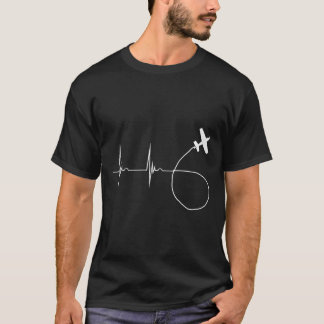 Flygplatsens flygplan Ekg Pulseline T Shirt