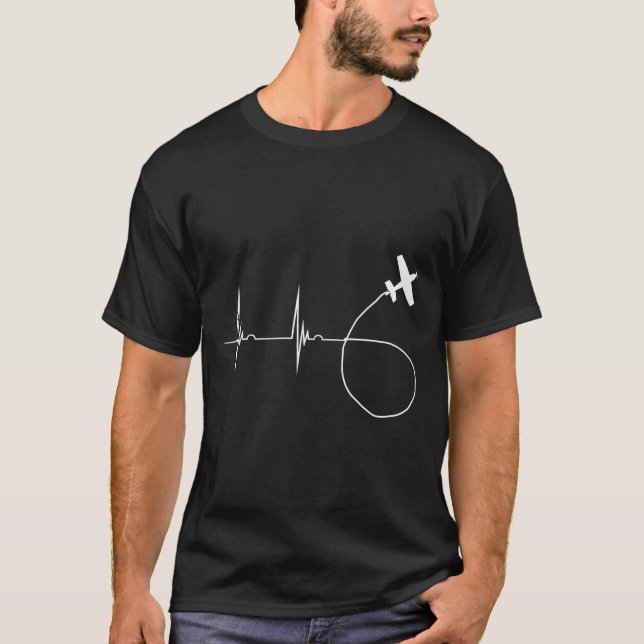 Flygplatsens flygplan Ekg Pulseline T Shirt (Framsida)
