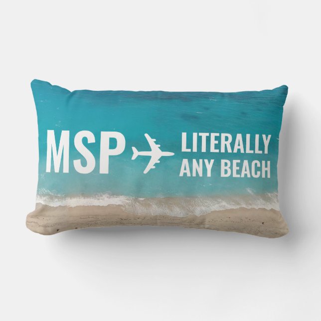 Flygplatskod för Beach Vacation Anpassningsbar i Ä Lumbarkudde (Framsida)