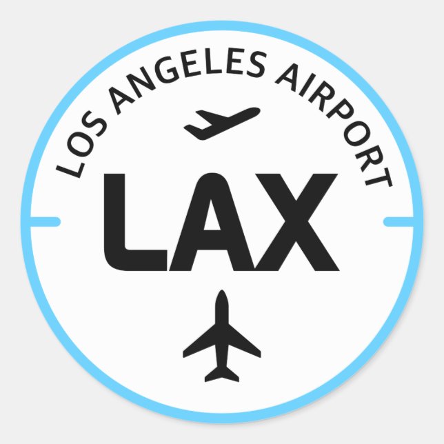 Flygplatskod LAX Los Angeles Runt Klistermärke (Framsida)