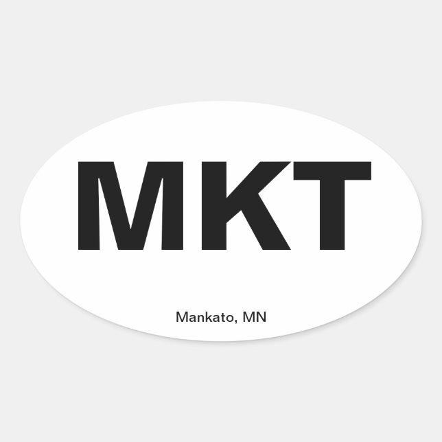 Flygplatskod - Mankato, Minnesota Ovalt Klistermärke (Framsida)