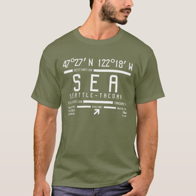 Flygplatskod Seattle-Tacoma Tee (Framsida)