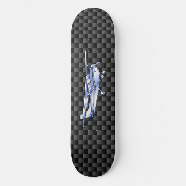 Flygplatskrom som Cessna Black Carbon Fiber Old School Skateboard Bräda 18 Cm (Framsida)