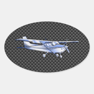 Flygplatskrom som Cessna Black Carbon Fiber Ovalt Klistermärke