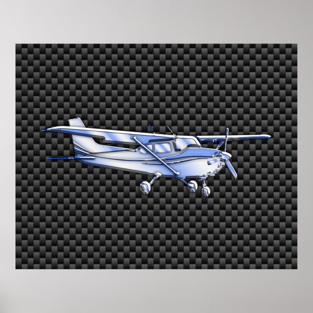 Flygplatskrom som Cessna Black Carbon Fiber Poster (Framsidan)